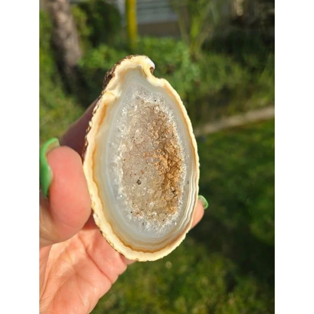 Natural Agate Geode with a Large Druzy Center